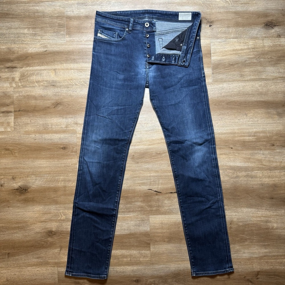 Diesel Buster Jeans Mens 32x34 Blue Dark Wash Slim Tapered Stretch Denim 0607A